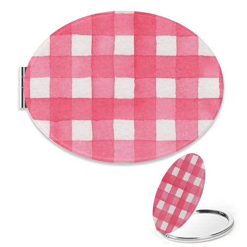 Miroir de voyage vichy rose et blanc, miroir de poche ovale... - Beauté & Parfums en promo à 1.14€