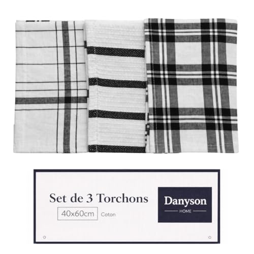DANYSON Lot de 3 Torchons de Cuisine 100% Coton 40 x 60 cm... - Sports & Fitness Amazon France à 7.90€