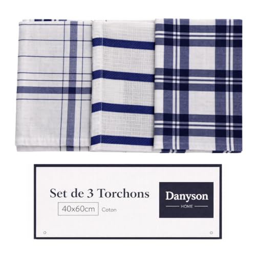 DANYSON Lot de 3 Torchons de Cuisine 100% Coton 40 x 60 cm... - Sports & Fitness Amazon France à 7.90€