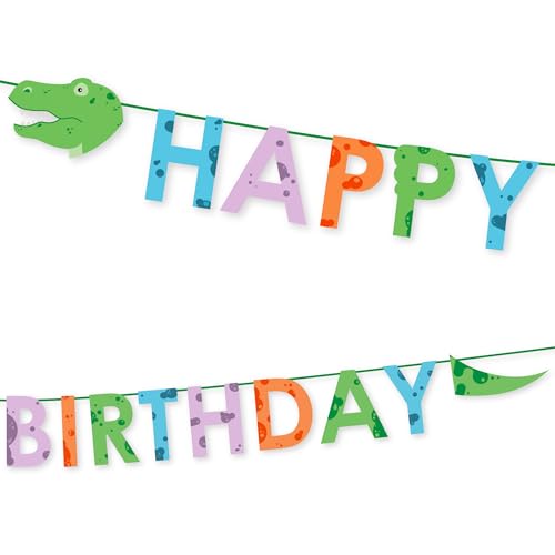 Happy Birthday Paper Dinosaur Garland 2.5m Hanging Party... - Toys & Games Amazon UK à 2.39€