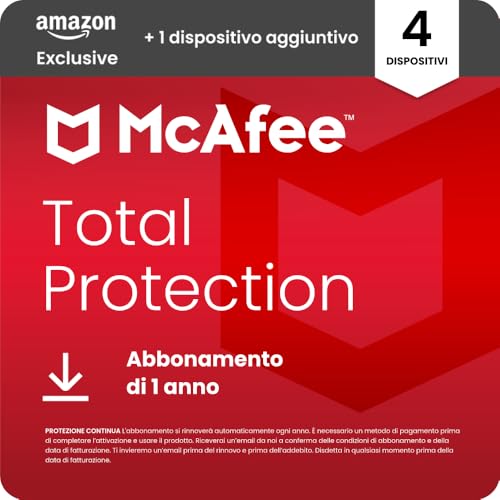 McAfee Total Protection - 4 più 1 Dispositiv aggiuntivo... - Deal du jour à 17.49€