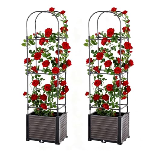 2 Stück Hochbeet mit Rankgitter, Blumenkasten mit Spalier... - Jardin & Extérieur Amazon Allemagne à 49.99€