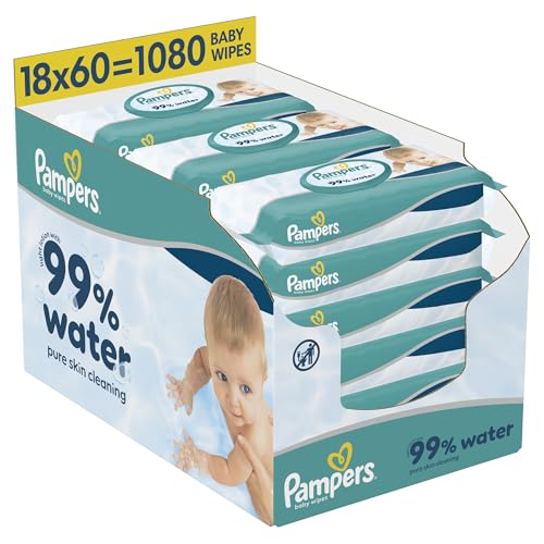 Pampers 99% Water Baby Wipes Plastic Free, 18 Packs of 60... - Bébé & Puériculture Amazon Royaume-Uni à 18.00€