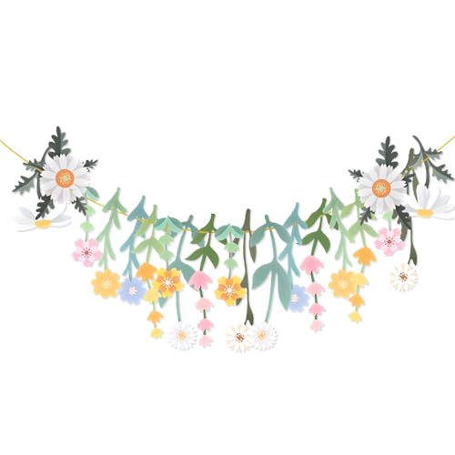 Flower Leaves Banner, Paper Flower Garland for Spring... - Jardin & Extérieur Amazon Royaume-Uni à 8.99€