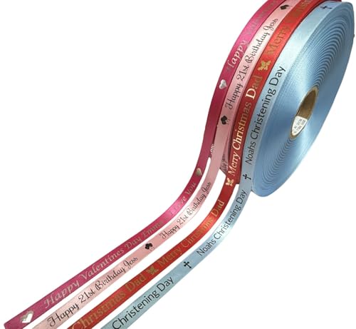 Personalised Printed Luxury Ribbon - 10mm, 15mm, 25mm... - Loisirs Créatifs Amazon Royaume-Uni à 1.49€