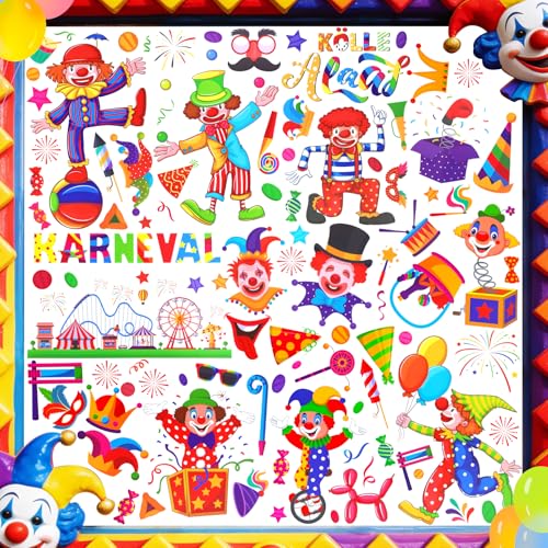 Fensterbilder Karneval, 9 Stück Selbstklebend Clown Fenster... - Maison & Cuisine Amazon Allemagne à 1.99€