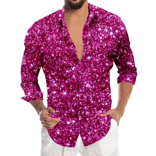 Glitzer Hemd Herren 70er Pailletten Hemd Glänzende Disco... - Bricolage & Outils en promo à 9.87€