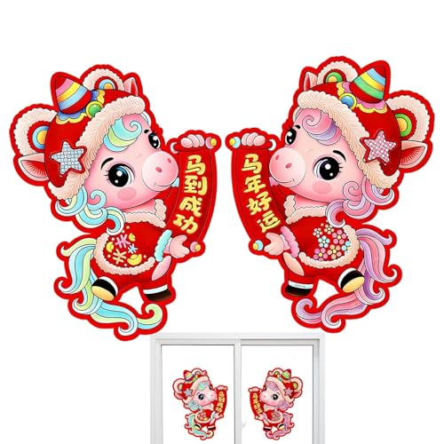Láminas de Año Nuevo Lunar,2 Piezas Decoración Caballo |... - Sports & Fitness en promo à 2.58€