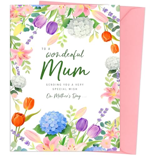 Hierein Mothers Day Card, Floral Design Happy Mother's Day... - Loisirs Créatifs Amazon Royaume-Uni à 1.99€