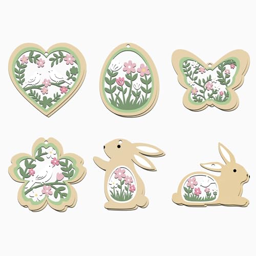 Lot de 12 décorations de Pâques en bois à suspendre... - Maison & Cuisine Amazon France à 4.64€