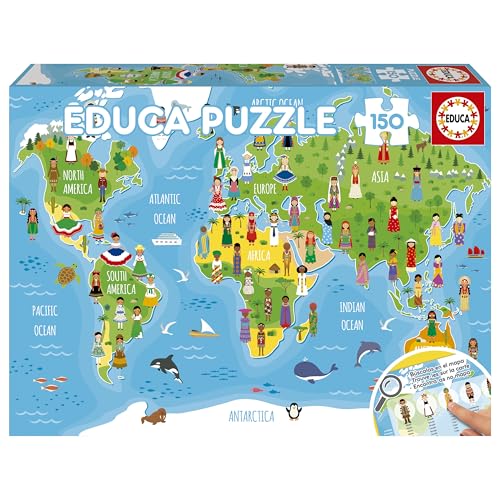 Educa - 150-teiliges Kinderpuzzle | Geopuzzle Mädchen der... - Jouets & Jeux en promo à 12.99€