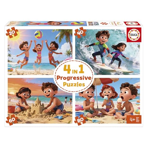 Educa - Set mit 4 progressiven Puzzles für Kinder (20 bis... - Jouets & Jeux en promo à 13.99€