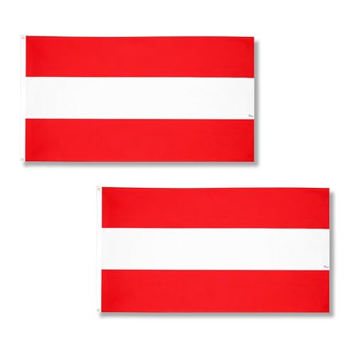Lot de 2 drapeaux de l'Autriche 1,5 x 0,9 m avec œillets en... - Sports & Fitness en promo à 9.91€